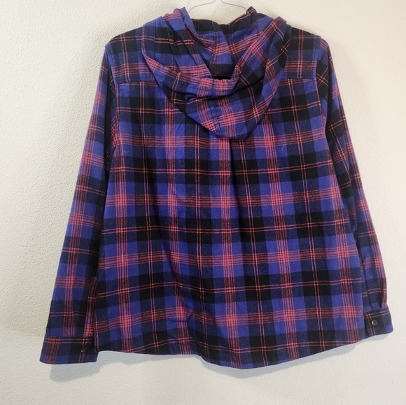 L.L. Bean Women's Scotch Plaid Flannel Zip Up Hoodie Relaxed Fit Size Large - Picture 8 of 11